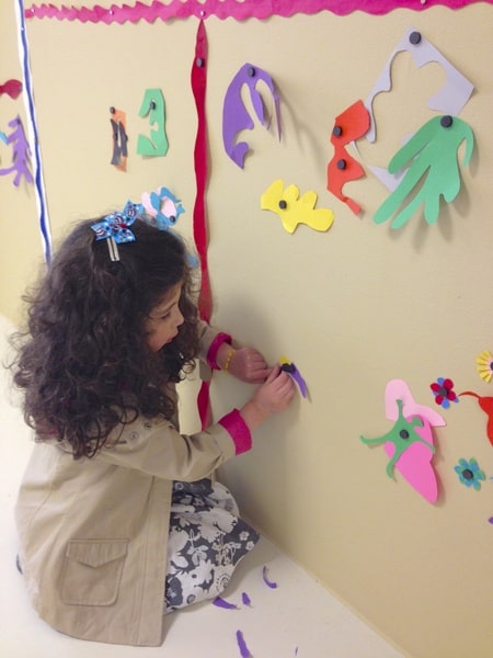 Adding our flower to the wall