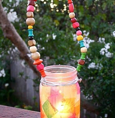 Mason Jar Lantern with Beaded Handle Craft for Kids