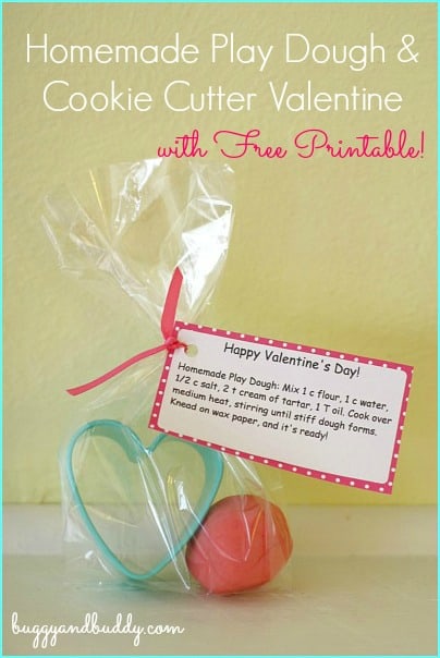 Play Dough and Cookie Cutter Valentine for Kids w/ Free Printable Labels & Tags~ Buggy and Buddy