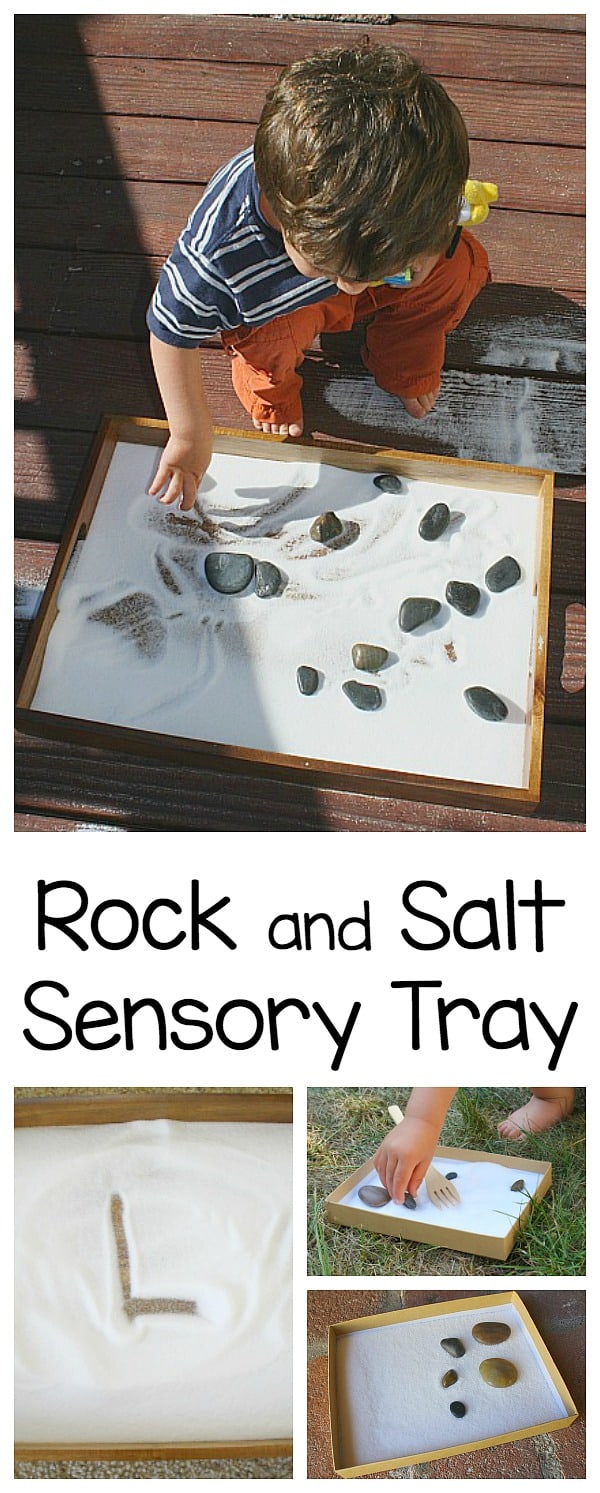rock and salt sensory tray for toddlers and preschoolers