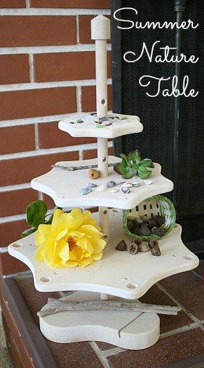 display your kids collections like flowers and pine cones on a nature table