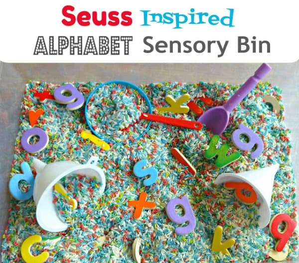 Seuss Inspired Alphabet Sensory Bin~ Finding the Teachable Moments