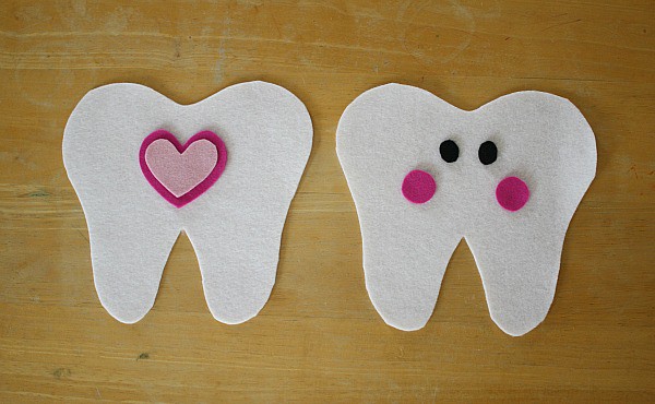 cut out felt pieces for tooth fairy pillow