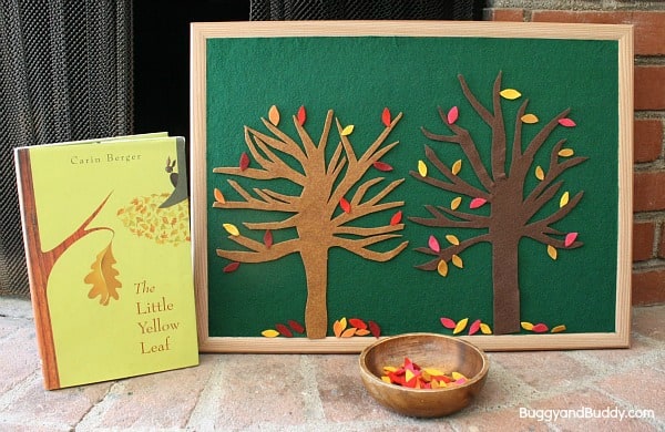 Encourage imaginative play with this fall felt tree play set! (Fall Activity for Kids Inspired by The Little Yellow Leaf)~ BuggyandBuddy.com