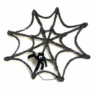 Halloween Crafts for Kids: Glitter Spider Web and Spider