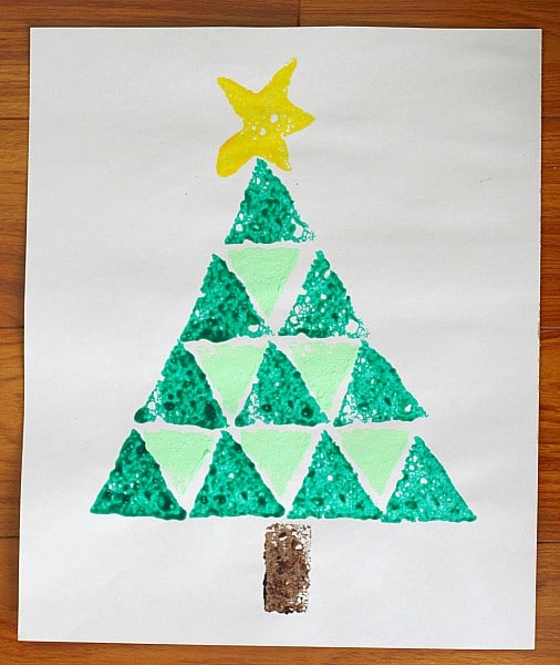 Shape Christmas Tree Sponge Painting~ Buggy and Buddy
