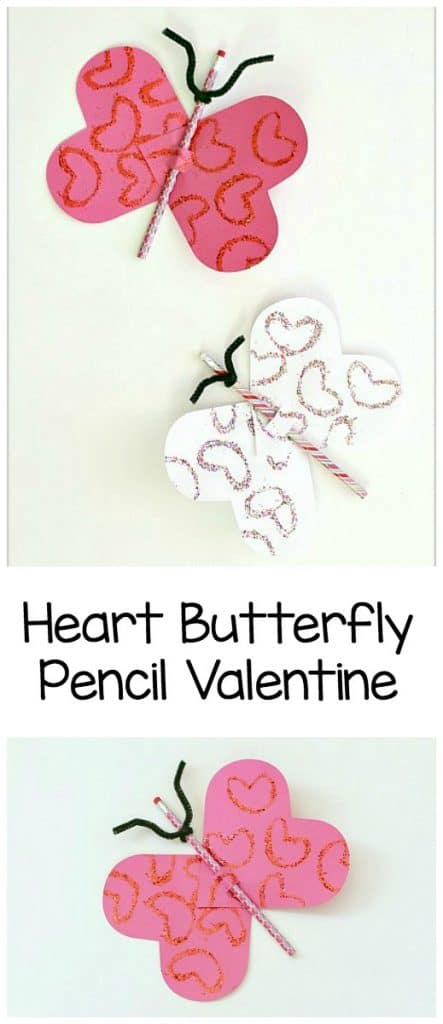 Paper Heart Butterfly Pencil valentine