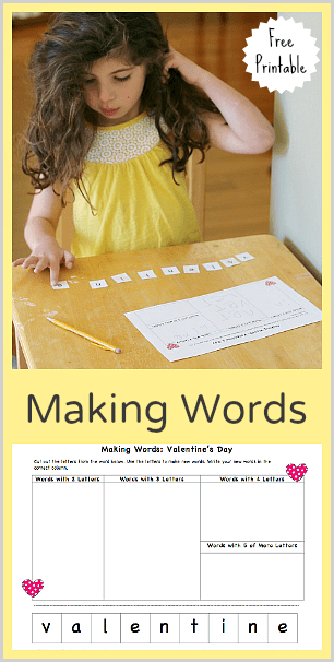 Valentine's Day Making Words (Free Printable)~ Buggy and Buddy