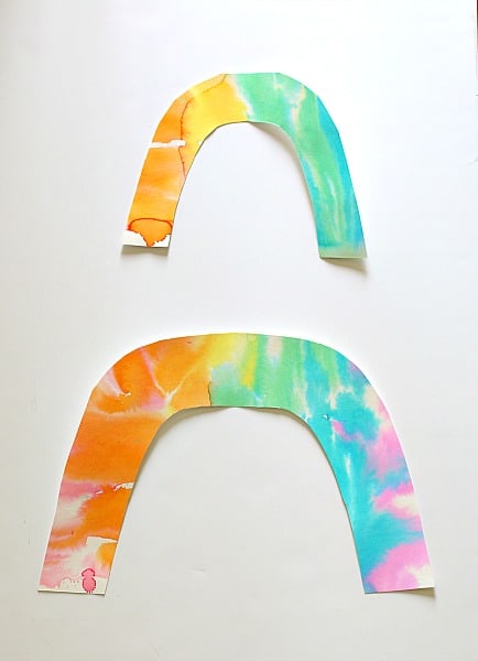 cut out rainbows from watercolor paper