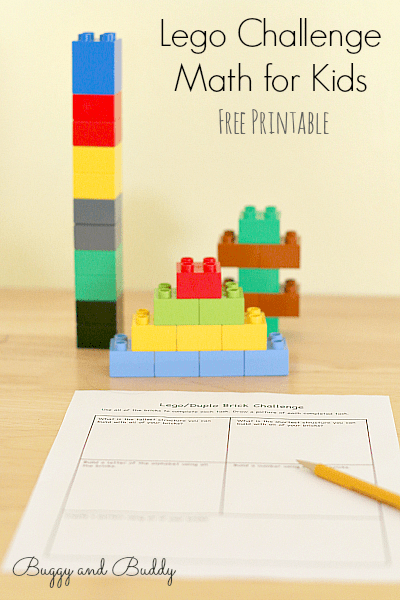 Lego Challenge Math Activity for Kids (with Free Printable)~ Buggy and Buddy