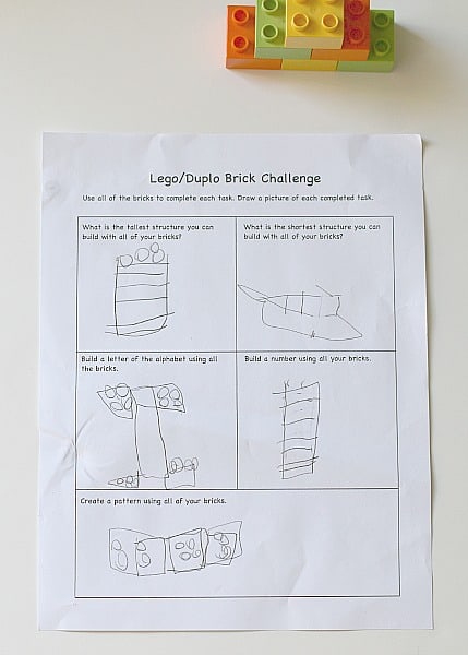 Lego Math Challenge Free Printable