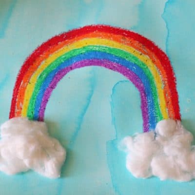 Rainbow Art for Kids Using Oil Pastels and Watercolors