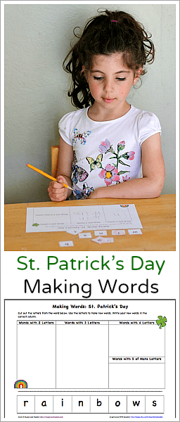 St. Patrick's Day Themed Making Words Activity (Free Printable)- Buggy and Buddy