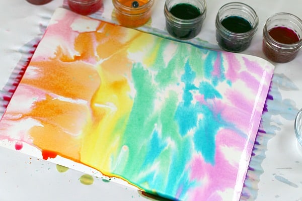 watercolor rainbow with droppers