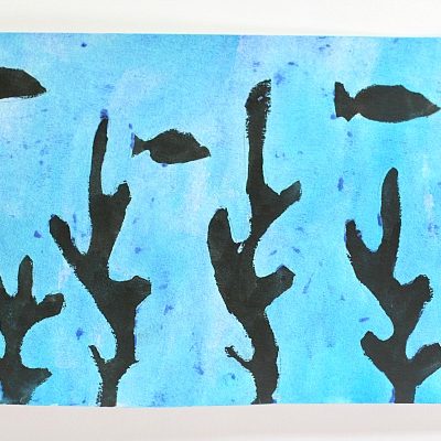 Ink and Tempera Resist Ocean Scene Art Project for Kids