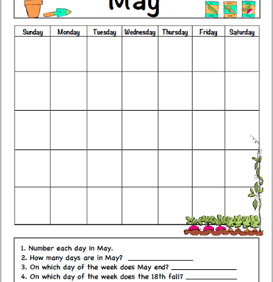 May Calendar for Kids (Free Printable)