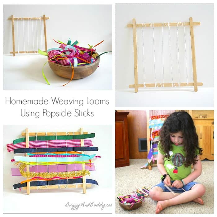 make a weaving loom using popsicle sticks