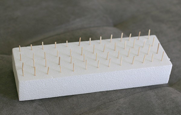toothpicks in styrofoam