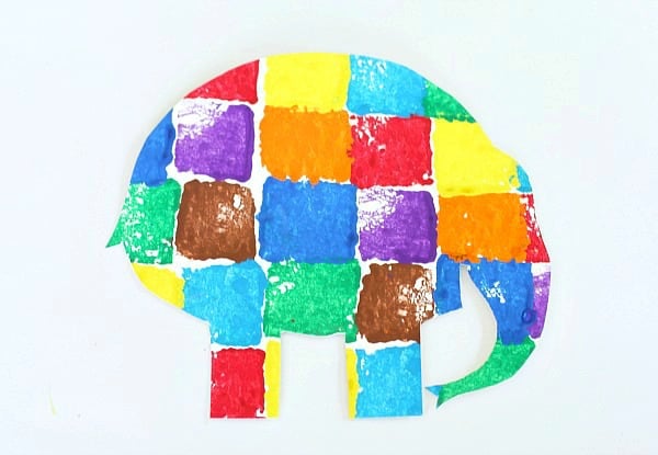 elmer the elephant sponge painted art