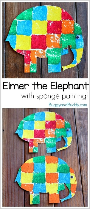 Elmer the Elephant Sponge Painting Art Activity for Preschool and Kindergarten ~ BuggyandBuddy.com