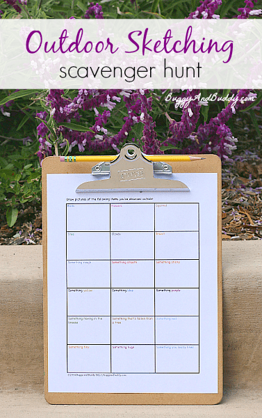Outdoor "Sketching" Scavenger Hunt (FREE Printable)~ Buggy and Buddy