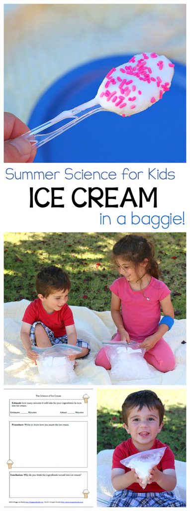 Summer Science for Kids: How to Make Ice Cream in a Baggie! with printable recording sheet