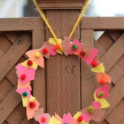 Fall Crafts for Kids: Tear Art Fall Wreath