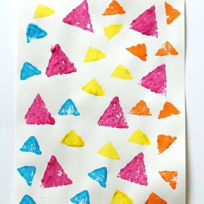 Learning Shapes: Sponge Stamped Triangle Collage