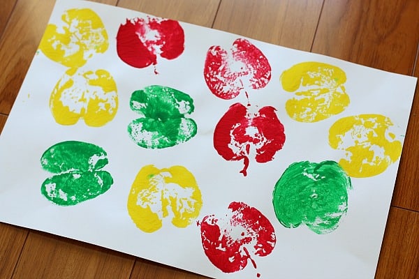 fall art for kids: apple print collage