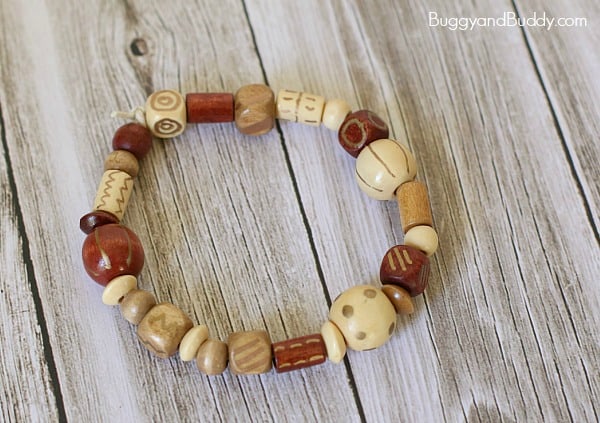 Fall Crafts for Kids: Bracelet with Embellished Beads~BuggyandBuddy.com