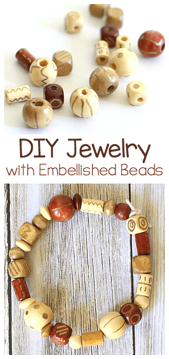 Embellish wooden beads to make your own bracelets and necklaces