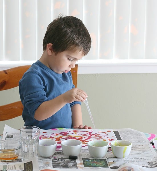 Painting with Liquid Watercolors on White Felt- Process Art for Preschoolers