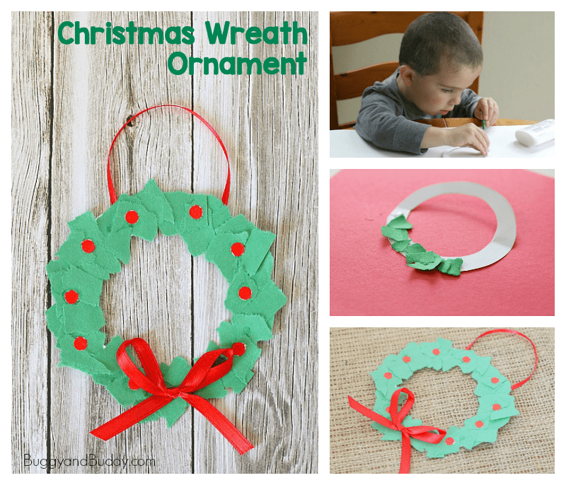 tear art christmas wreath ornament craft for kids