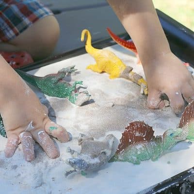 Sandy Oobleck Recipe  (Perfect for Dinosaur Play)