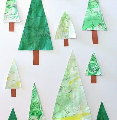 Marbled Christmas Tree Craft for Kids