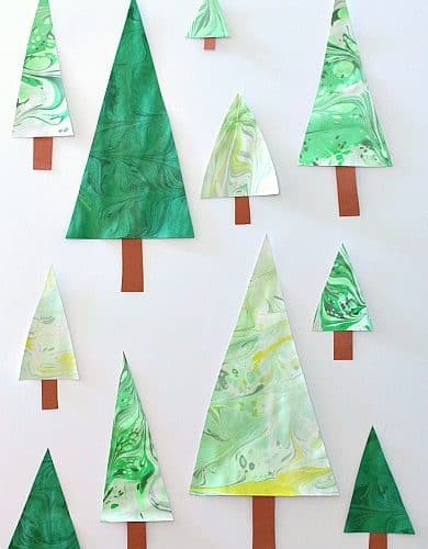 Marbled Christmas Tree Craft for Kids~ BuggyandBuddy.com
