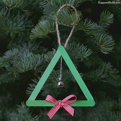 Popsicle Stick and Jingle Bell Christmas Tree Ornament