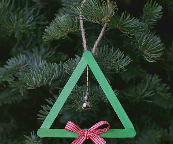 Popsicle Stick and Jingle Bell Homemade Christmas Tree Ornament