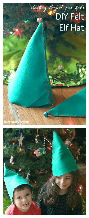 felt elf hat sewing project for kids