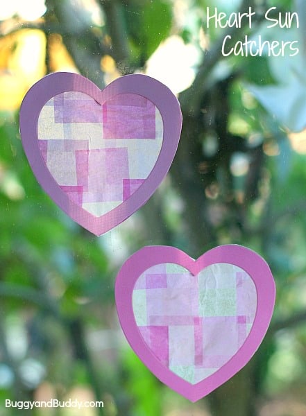 Valentine Crafts for Kids: Heart Suncatchers~ BuggyandBuddy.com