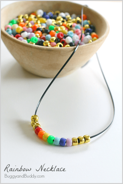 Beaded Rainbow Necklace Craft for Kids - Buggy and Buddy