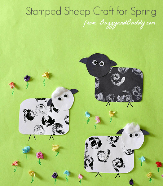 Stamped Sheep Craft for Kids~ BuggyandBuddy.com