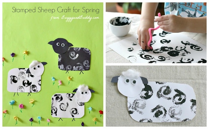 Sheep Craft for Kids using paint and tissue paper- perfect for Spring and Easter! ~ BuggyandBuddy.com