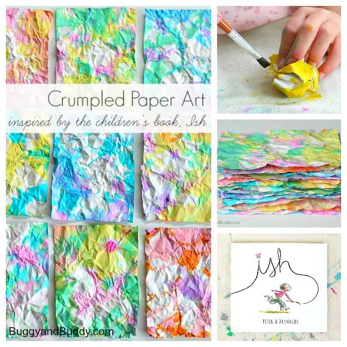 Crumpled Paper Process Art for Kids Inspired by the book, Ish!