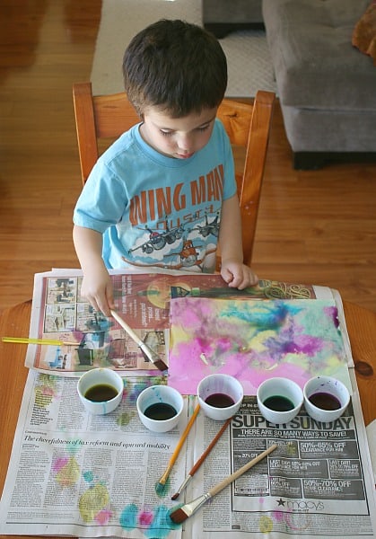 spring art for preschoolers with liquid watercolors
