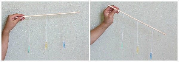 gravity experiment for preschoolers using string and paperclips