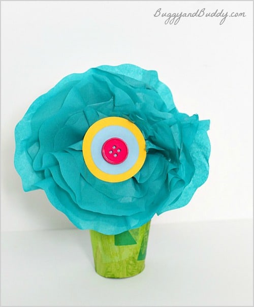 Tissue Paper Flower Craft for Kids