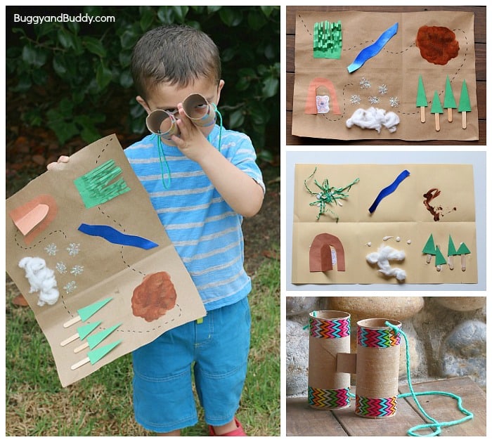 Retelling Activity for We're Going on a Bear Hunt- Make a map and binoculars and head outside on your very own adventure! ~ BuggyandBuddy.com