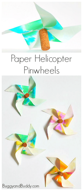 STEM and STEAM Activity for Kids: Paper Helicopter Pinwheels ~ BuggyandBuddy.com