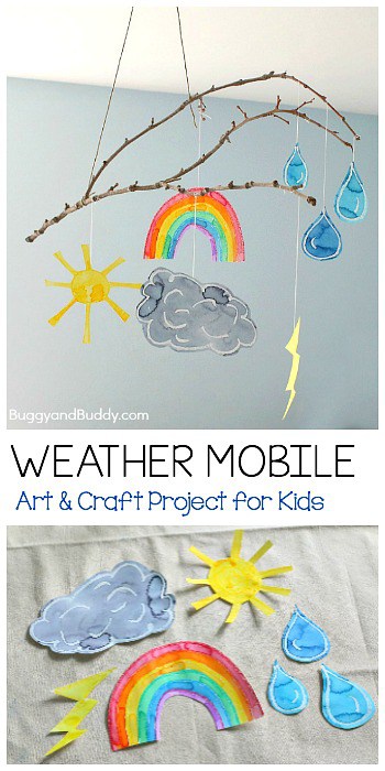 Stick Weather Mobile Craft for Kids- Fun art project for your next weather unit! ~ BuggyandBuddy.com